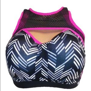 VICTORIAS SECRET VSX Angel Sports Bra Chevron Mesh Pink/Black 36D